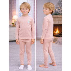 Little Surprise Box Pink Kelly Crew Neck Upper & Lower Body Thermal Winter Warmers For Kids - Set Of 2 Pcs - 2 - 3 Years Kids Thermal Wear