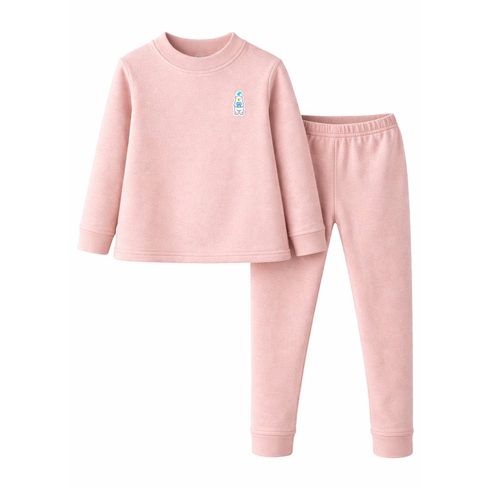 Little Surprise Box Pink Kelly Crew Neck Upper & Lower Body Thermal Winter Warmers For Kids - Set Of 2 Pcs - 2 - 3 Years Kids Thermal Wear