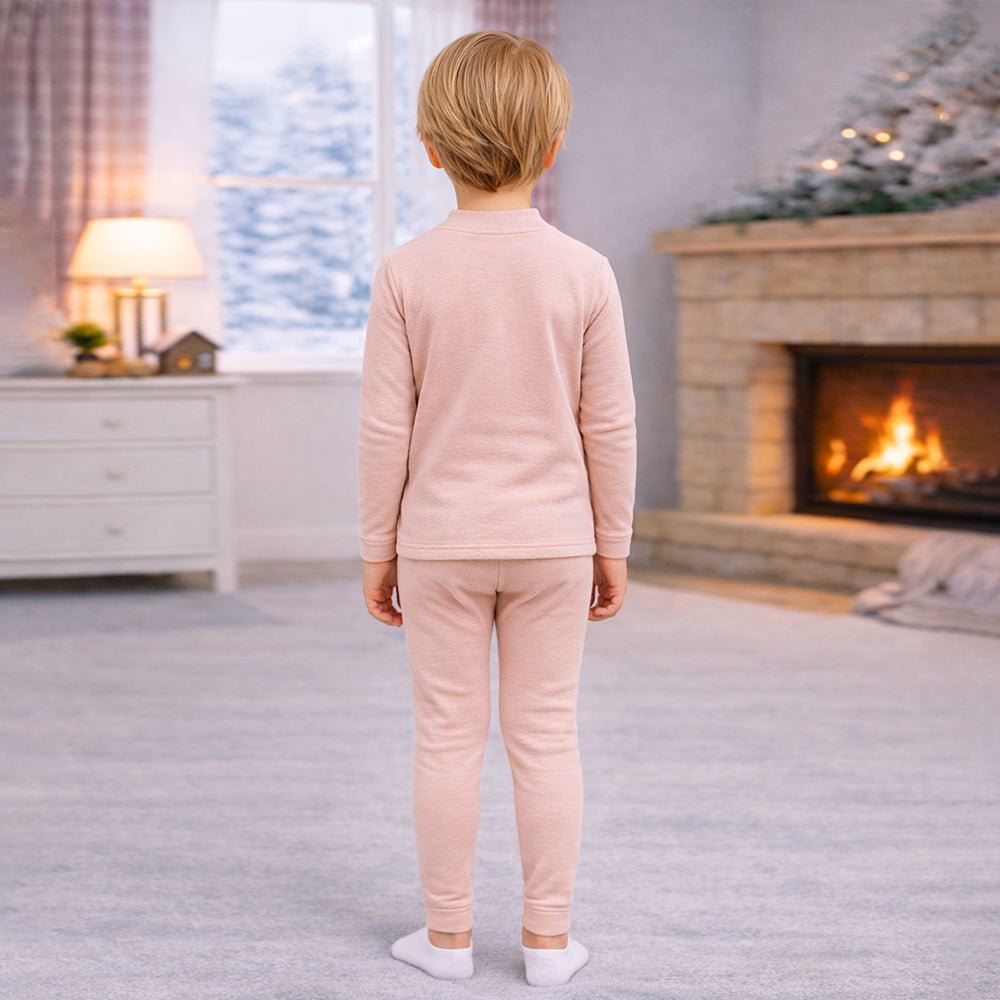 Little Surprise Box Pink Kelly Crew Neck Upper & Lower Body Thermal Winter Warmers For Kids - Set Of 2 Pcs - 2 - 3 Years Kids Thermal Wear