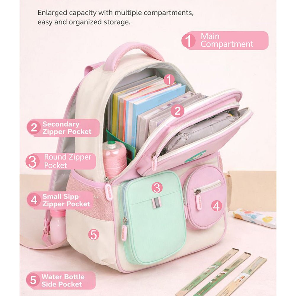 Little Surprise Box Pink & Mint 3 different pocket style school backpack for older kids & Adults - Baby Bags