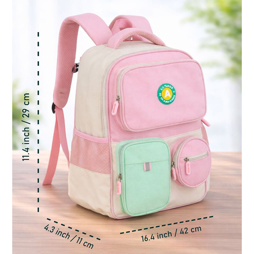 Little Surprise Box Pink & Mint 3 different pocket style school backpack for older kids & Adults - Baby Bags