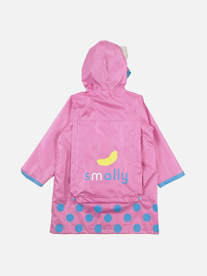 Little Surprise Box Pink Monkey Knee Length Raincoat for Kids - LSB - RC - SMLYPNKMONKY - S