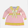 Little Surprise Box Pink & Mustard Big Bow & Stripes Sailor neck Winterwear Frock for girls - LSB - FRK - PNKMUSTBOW - 2 - 3Y