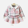 Little Surprise Box Pink Plaid Peter Pan collar 2 pcs sweatshirt & Skirt Winterwear set for Girls - LSB - 2PCSKRT - PNKPLAID - 2 - 3Y