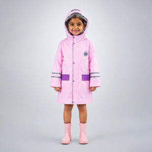 Little Surprise Box Pink Purple Pocket Raincoat | The Mom Store - S Kids Raincoat