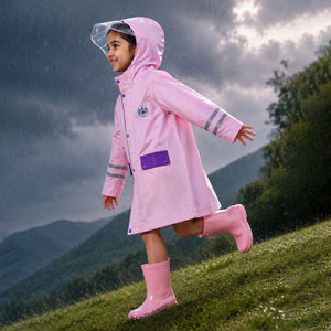 Little Surprise Box Pink Purple Pocket Raincoat | The Mom Store - S Kids Raincoat