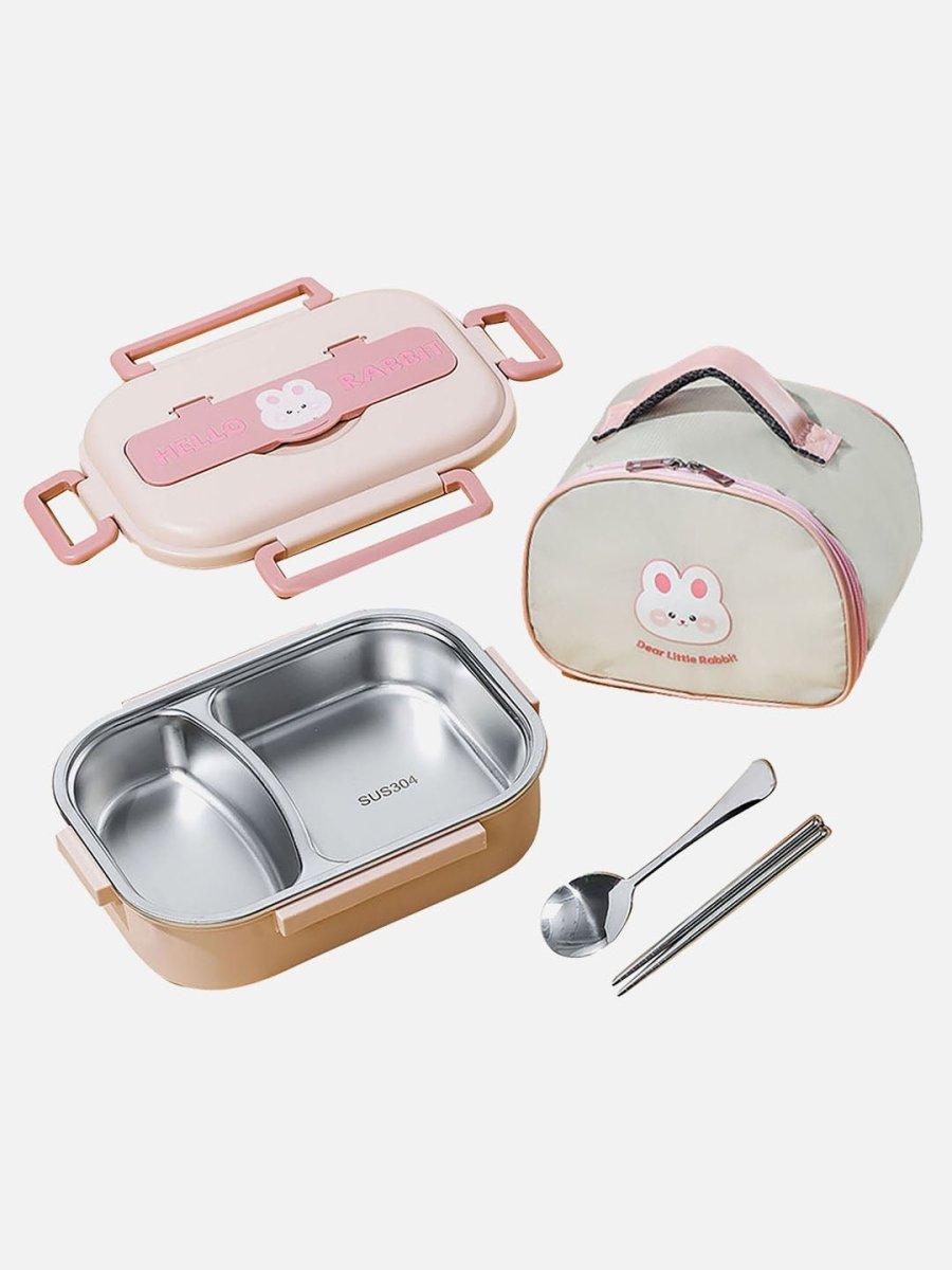 Little Surprise Box Pink Rabbit Medium Size Kids Lunch/Tiffin Box with Insulated Lunch Box Cover - LSB-LB-smlpinkrabbit