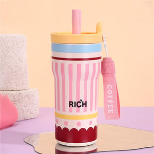Little Surprise Box Pink Stripes Stainless Steel Tumbler 560ml - Water Bottle