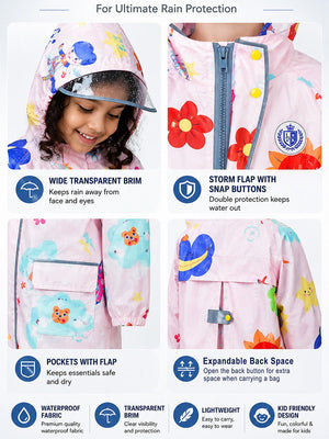 Little Surprise Box Pink Sunshine Doodle Raincoat | The Mom Store - S Kids Raincoat