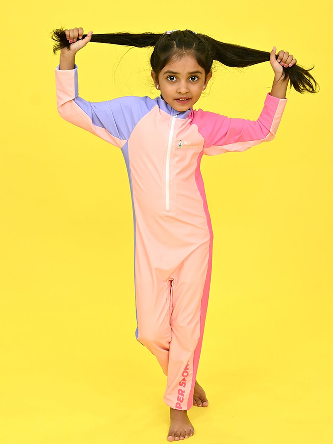 Little Surprise Box Pink Tri Colour Super Sport Swimwear for Toddlers & Kids with UPF 30+ - LSB - SW - LSBTRIPINK130