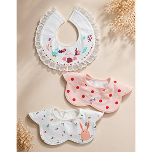 Little Surprise Box Polka Rabbit Bib Set 3PCS | The Mom Store - Bedding