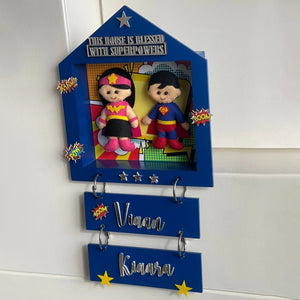 Little Surprise Box Power Brother & Sister Personalised Name Plaque -