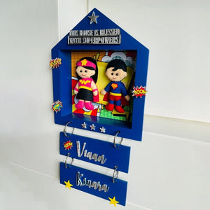 Little Surprise Box Power Brother & Sister Personalised Name Plaque -