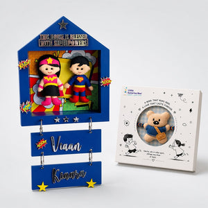 Little Surprise Box Power Brother & Sister Personalised Name Plaque -