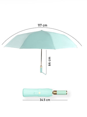 Little Surprise Box Premium 3 fold Auto Closure umbrella for Adults - LSB - UM - 3F - MINT - GOLD