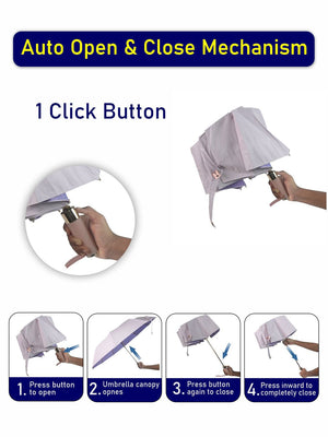 Little Surprise Box Premium 3 fold Auto Closure umbrella for Adults - LSB - UM - 3F - PURP - GOLD