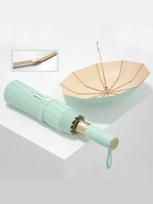 Little Surprise Box Premium 3 fold Auto Closure umbrella for Adults - LSB - UM - 3F - PURP - GOLD