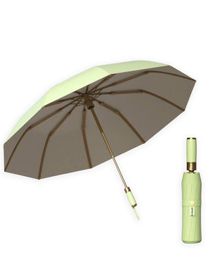 Little Surprise Box Premium 3 fold Auto Closure umbrella for Adults - LSB - UM - 3F - OLIVE - GOLD