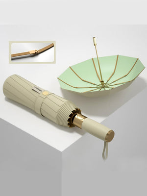 Little Surprise Box Premium 3 fold Auto Closure umbrella for Adults - LSB - UM - 3F - OLIVE - GOLD