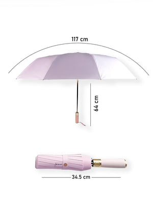 Little Surprise Box Premium 3 fold Auto Closure umbrella for Adults - LSB - UM - 3F - PURP - GOLD