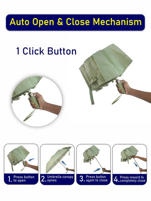 Little Surprise Box Premium 3 fold Auto Closure umbrella for Adults - LSB - UM - 3F - OLIVE - GOLD