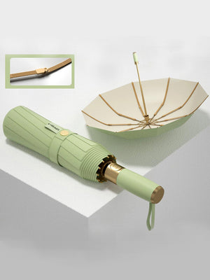 Little Surprise Box Premium 3 fold Auto Closure umbrella for Adults - LSB - UM - 3F - OLIVE - GOLD
