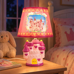 Little Surprise Box, Princess ceramic Castle side Bed Table Lamp, Kids Room Decor - Pink Room Decor