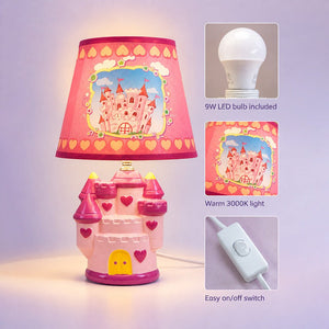 Little Surprise Box, Princess ceramic Castle side Bed Table Lamp, Kids Room Decor - Pink Room Decor