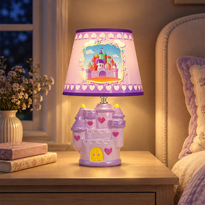 Little Surprise Box, Princess ceramic Castle side Bed Table Lamp, Kids Room Decor - Purple Room Decor