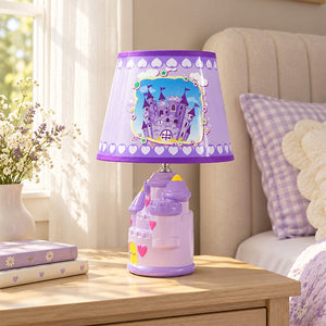 Little Surprise Box, Princess ceramic Castle side Bed Table Lamp, Kids Room Decor - Purple Room Decor