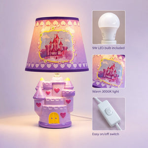 Little Surprise Box, Princess ceramic Castle side Bed Table Lamp, Kids Room Decor - Purple Room Decor