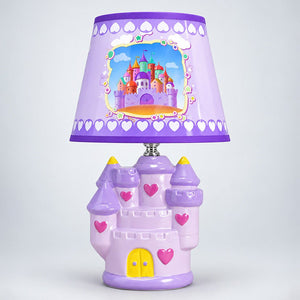 Little Surprise Box, Princess ceramic Castle side Bed Table Lamp, Kids Room Decor - Purple Room Decor