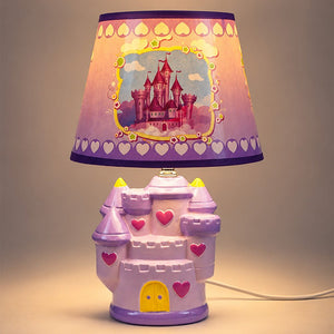 Little Surprise Box, Princess ceramic Castle side Bed Table Lamp, Kids Room Decor - Purple Room Decor