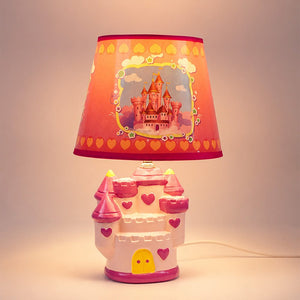 Little Surprise Box, Princess ceramic Castle side Bed Table Lamp, Kids Room Decor - Pink Room Decor