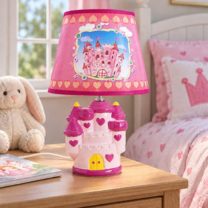 Little Surprise Box, Princess ceramic Castle side Bed Table Lamp, Kids Room Decor - Pink Room Decor
