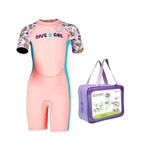 Little Surprise Box Printed Kids Swimwear Set with Cap & Washbag (UPF 50+) - 3 - 4 Years Kids Swimwear