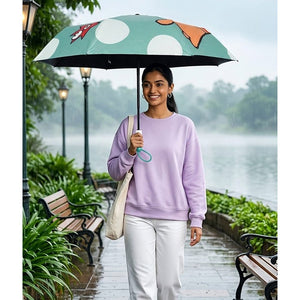 Little Surprise Box Puppy 3 Fold Umbrella | The Mom Store - Green Umbrella