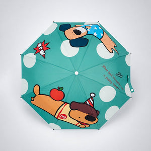 Little Surprise Box Puppy 3 Fold Umbrella | The Mom Store - Green Umbrella