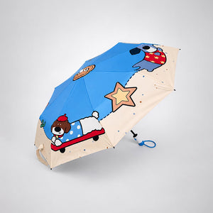 Little Surprise Box Puppy 3 Fold Umbrella | The Mom Store - Blue Umbrella