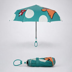 Little Surprise Box Puppy 3 Fold Umbrella | The Mom Store - Green Umbrella