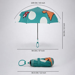 Little Surprise Box Puppy 3 Fold Umbrella | The Mom Store - Green Umbrella