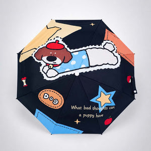 Little Surprise Box Puppy 3 Fold Umbrella | The Mom Store - Black Umbrella