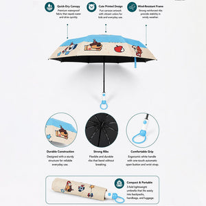 Little Surprise Box Puppy 3 Fold Umbrella | The Mom Store - Blue Umbrella