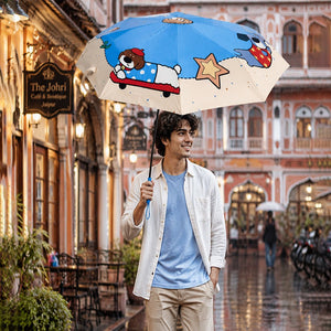 Little Surprise Box Puppy 3 Fold Umbrella | The Mom Store - Blue Umbrella