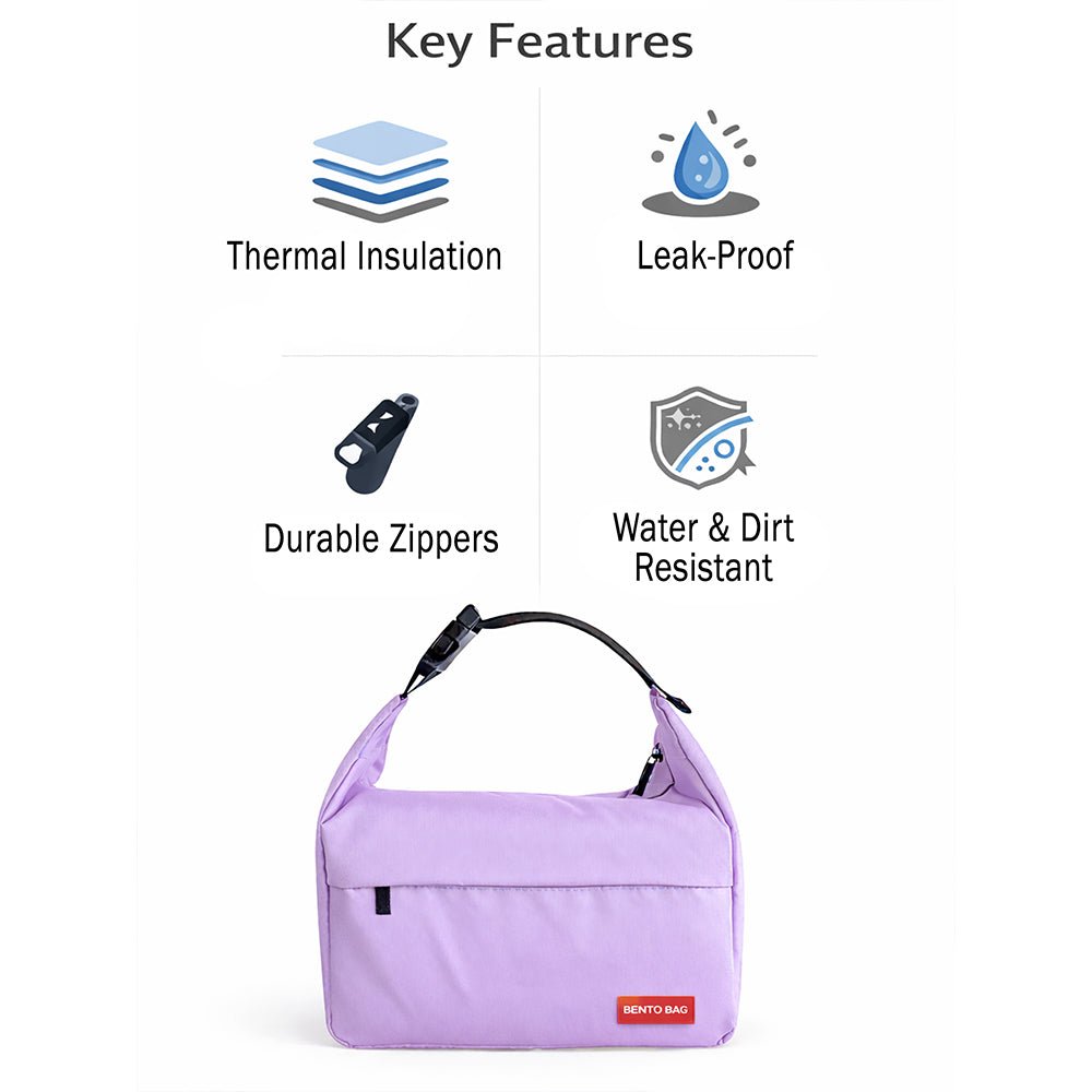 Little Surprise Box Purple Adjustable Buckle Hook Style Insulated Lunch Bag for Kids & Adults - Lunch Bags
