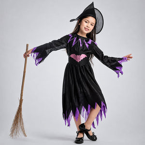 Little Surprise Box Purple Bat Witch Kids Halloween Costume - L Halloween