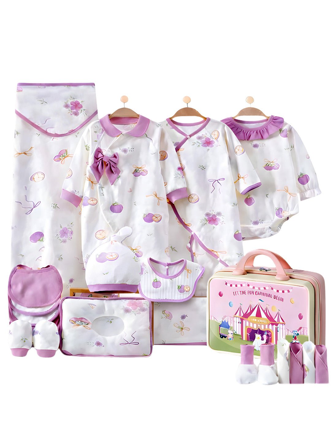 Little Surprise Box Purple Bow Newborn Baby Girl Gift Set (23 Pcs) - Gift Set