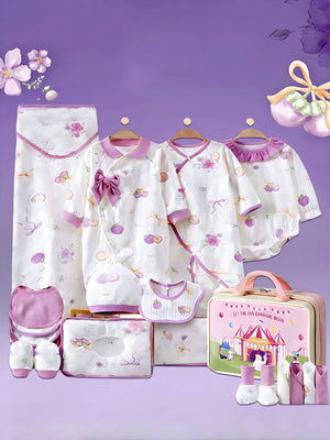 Little Surprise Box Purple Bow Newborn Baby Girl Gift Set (23 Pcs) - Gift Set