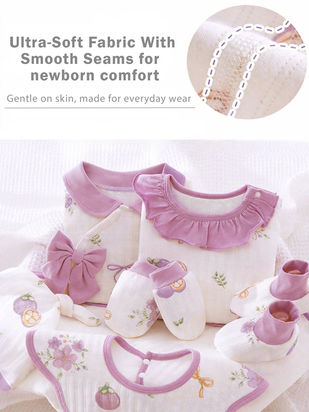 Little Surprise Box Purple Bow Newborn Baby Girl Gift Set (23 Pcs) - Gift Set