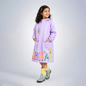 Little Surprise Box Purple Giraffe Raincoat | The Mom Store - XL Kids Raincoat